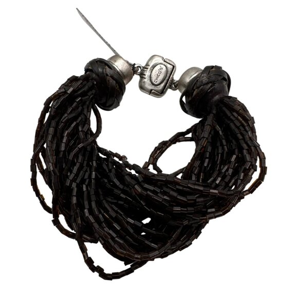 Chico's Bracelet NWT Jewlery Statement 8 Brown Beaded Magnetic Clasp Multistrand - Picture 1 of 8